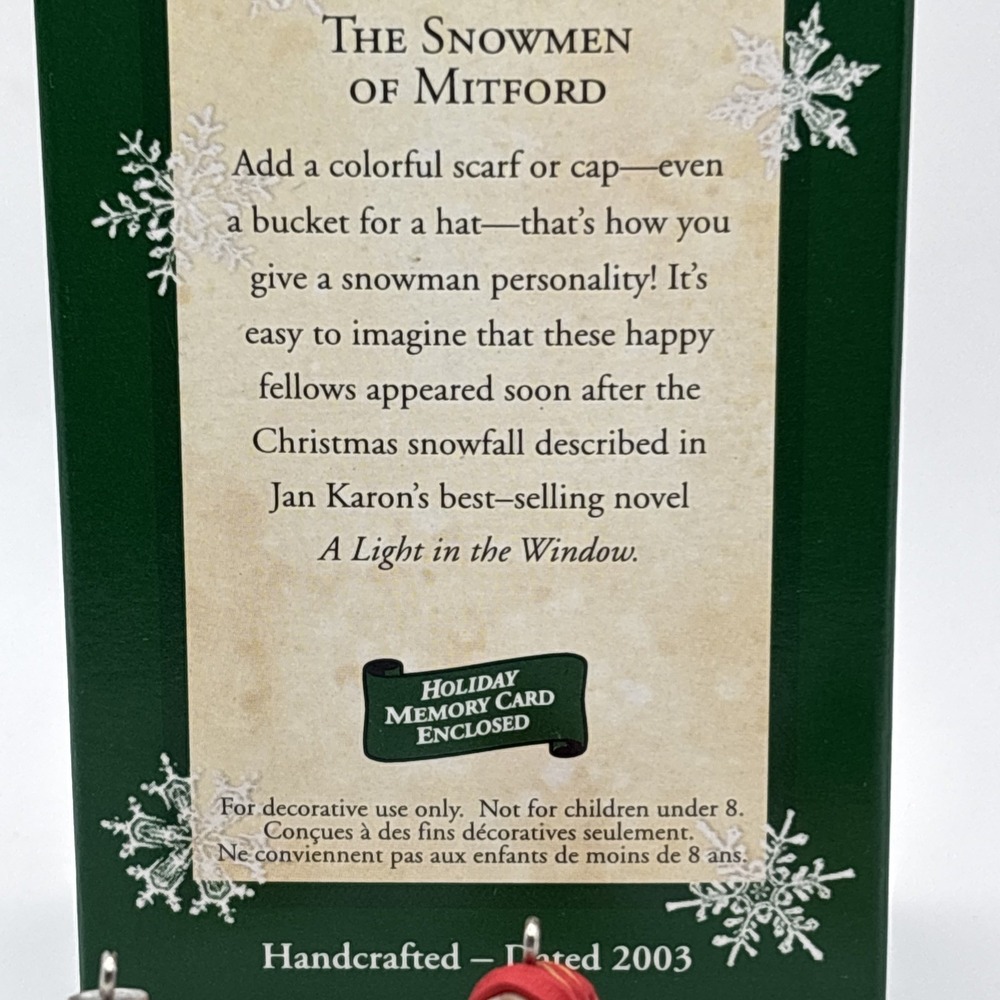 Hallmark Keepsake The Snowmen of Mitford 2003 Miniatures Set of‎ 3 Ornaments Box - Picture 5 of 5